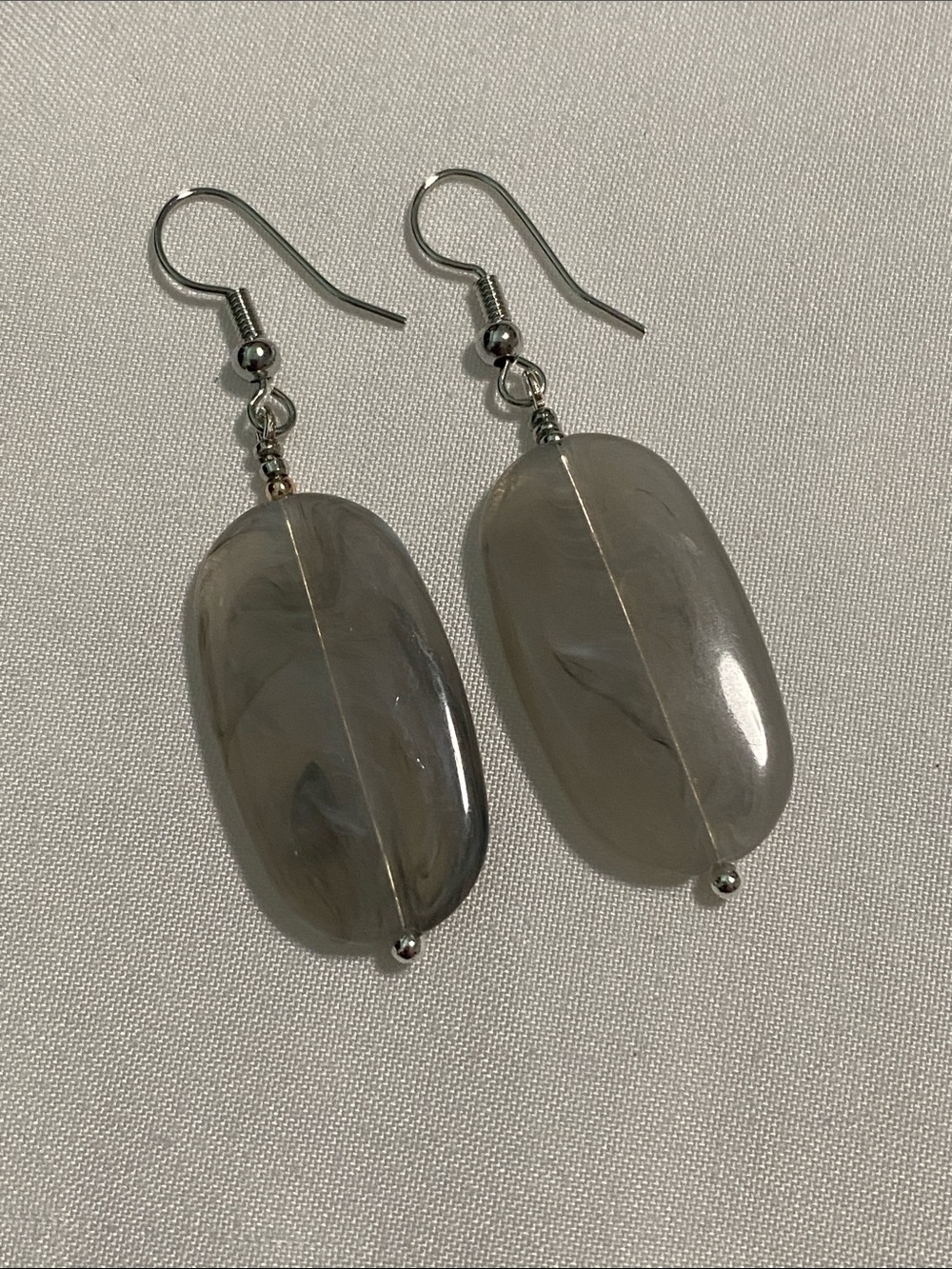 Smoky Gray Glass Drop Earrings - Women's Jewelry